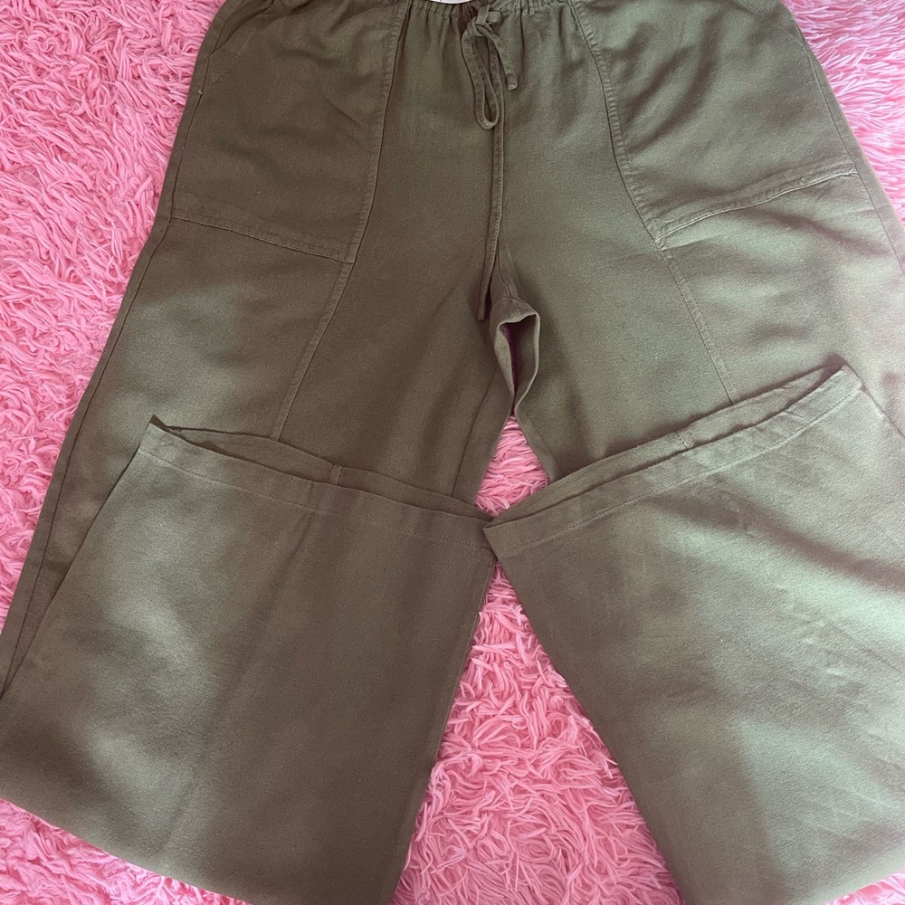 Haute Monde Olive Wide Leg Pants